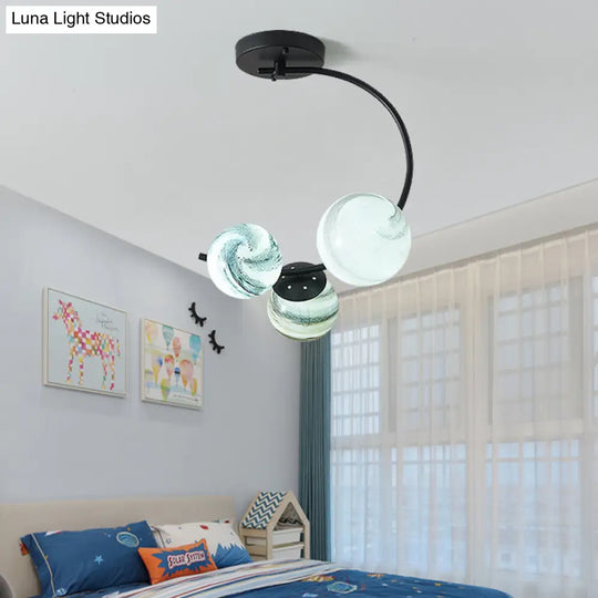 Modern Style Glass Pendant Chandelier With Black/White Finish - 3/5 Lights