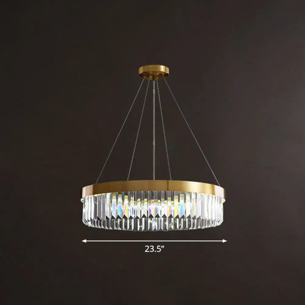 Modern Style Gold Chandelier Light With Crystal Prism: Perfect For Living Room / 23.5’