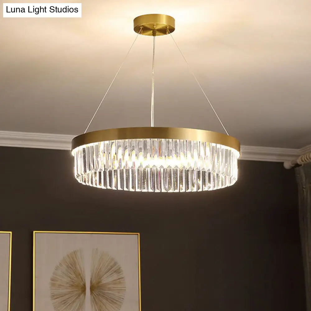 Modern Style Gold Chandelier Light With Crystal Prism: Perfect For Living Room