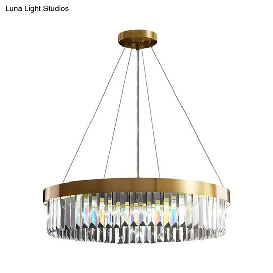 Modern Style Gold Chandelier Light With Crystal Prism: Perfect For Living Room