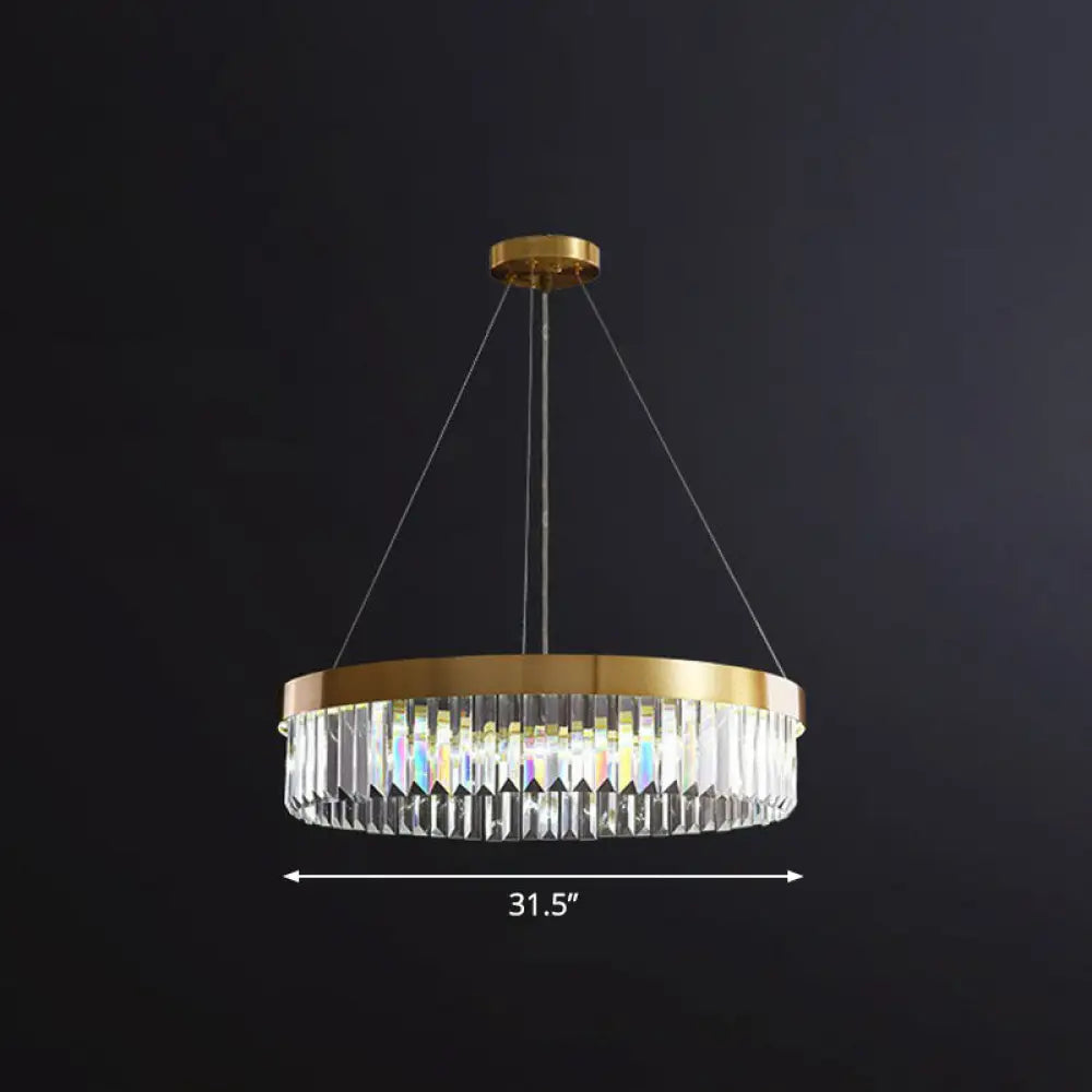 Modern Style Gold Chandelier Light With Crystal Prism: Perfect For Living Room / 31.5’