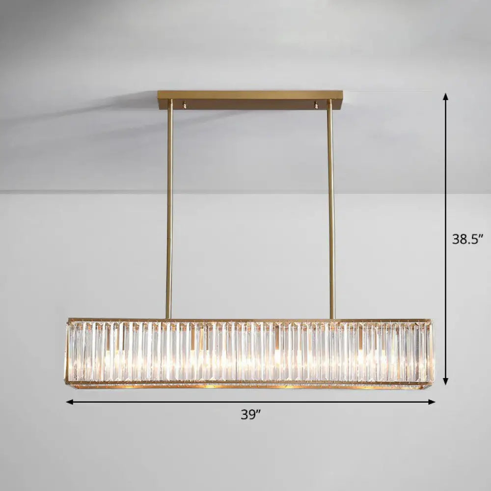 Modern Style Gold Crystal Island Pendant Light Fixture - Tri-Prism Rectangle Ceiling 4 /