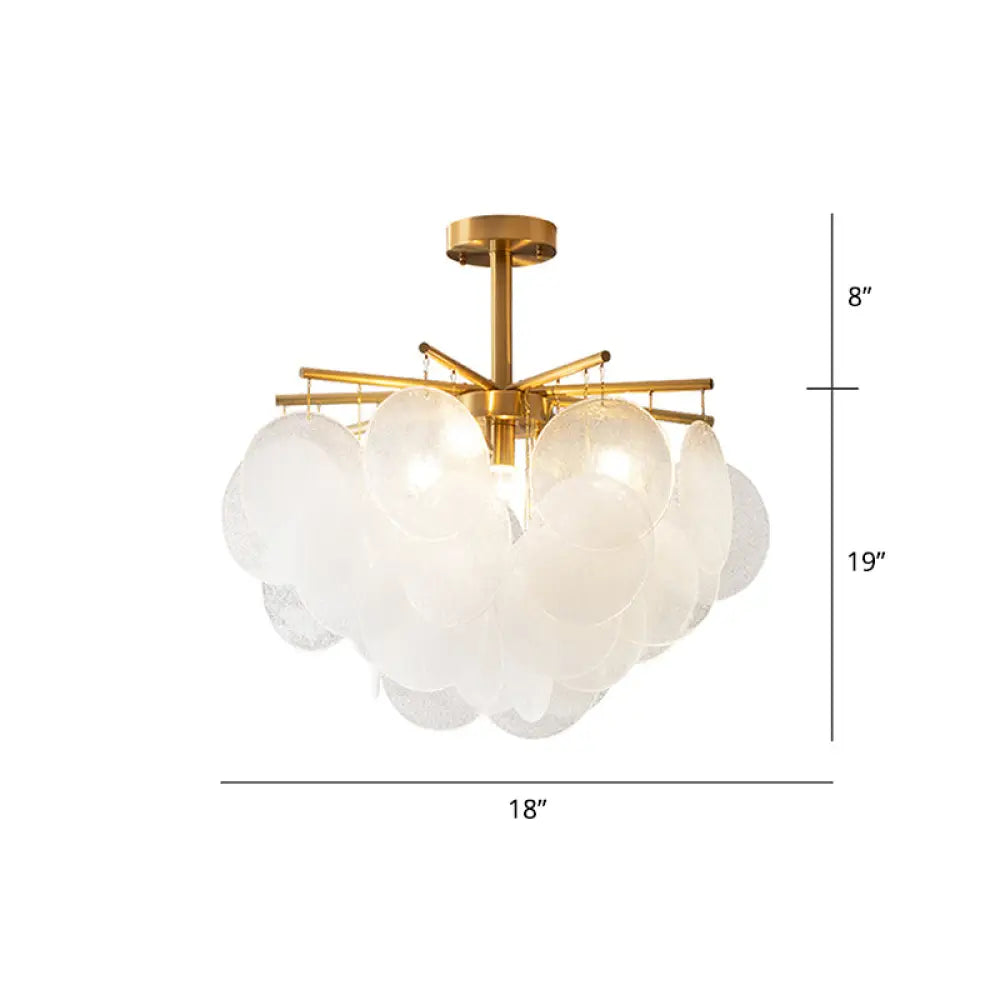 Modern Style Gold Finish Seedy Glass Disc Pendant Light For Dining Room Ceiling Chandelier / 18’