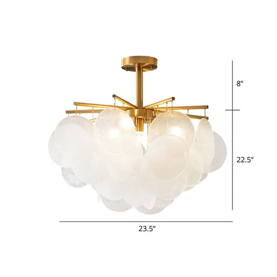 Modern Style Gold Finish Seedy Glass Disc Pendant Light For Dining Room Ceiling Chandelier / 23.5’