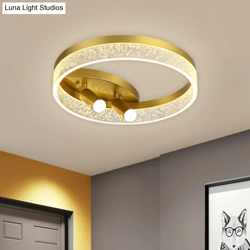 Modern Style Gold Round Led Flush Mount Spotlight - Warm/White Light 16/19.5 Width