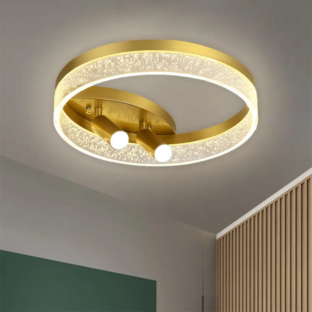 Modern Style Gold Round Led Flush Mount Spotlight - Warm/White Light 16’/19.5’ Width / 16’ White