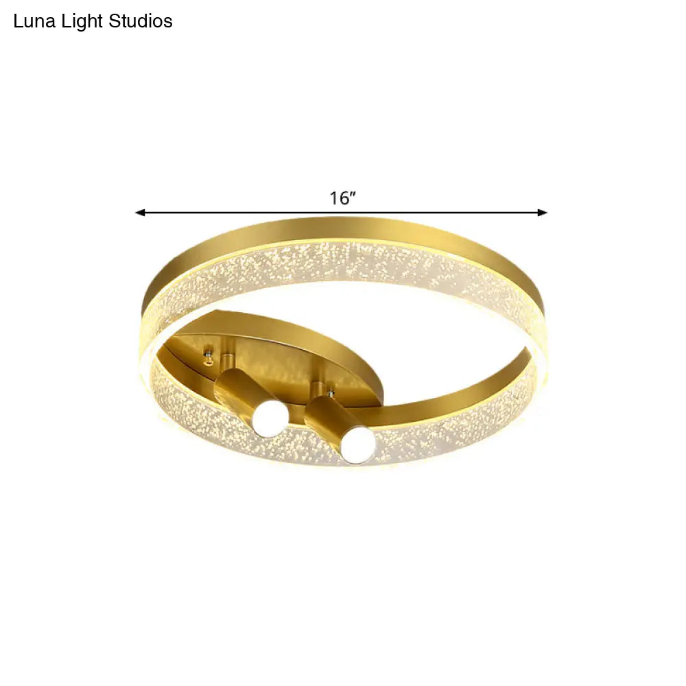 Modern Style Gold Round Led Flush Mount Spotlight - Warm/White Light 16’/19.5’ Width