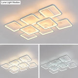 Modern Style Led Acrylic Square Semi Flush Mount Ceiling Light In White