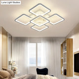 Modern Style Led Acrylic Square Semi Flush Mount Ceiling Light In White