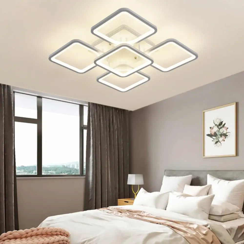 Modern Style Led Acrylic Square Semi Flush Mount Ceiling Light In White 5 / Natural