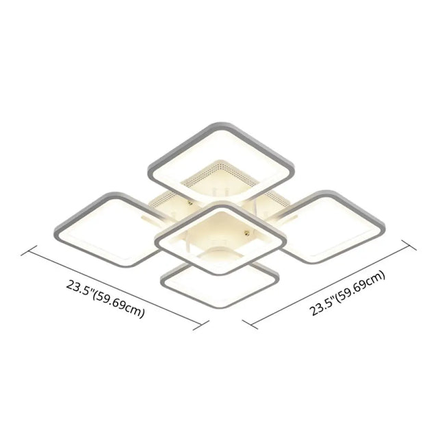 Modern Style Led Acrylic Square Semi Flush Mount Ceiling Light In White