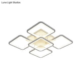 Modern Style Led Acrylic Square Semi Flush Mount Ceiling Light In White
