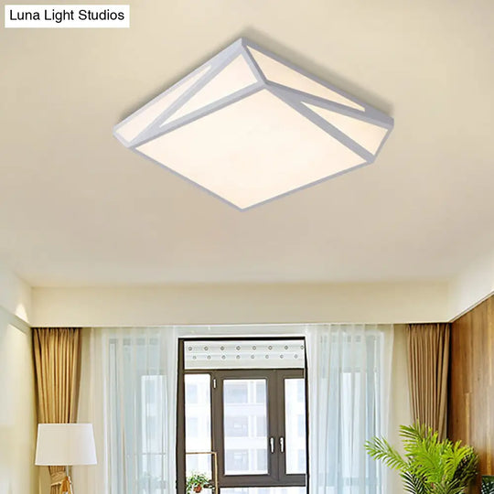 Modern Style Led Ceiling Fixture - White Rectangle Mount Light For Office & Restaurant Use / 23.5