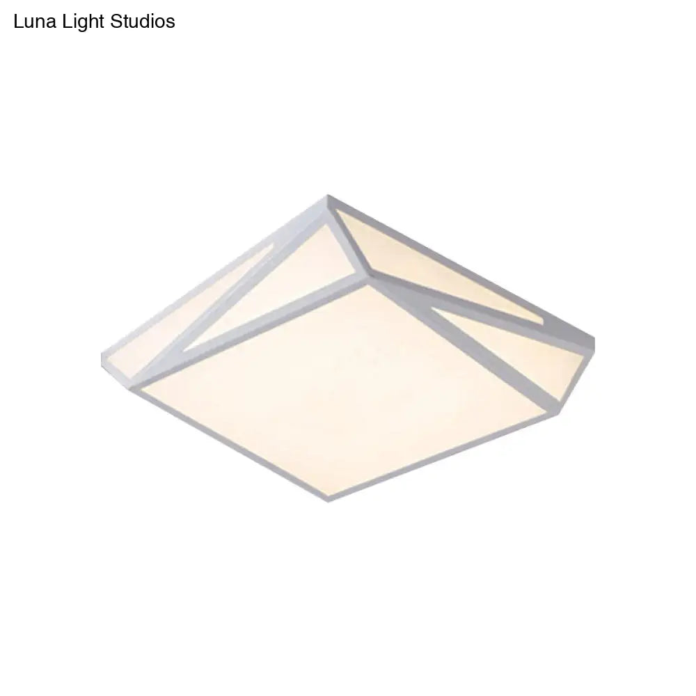 Modern Style Led Ceiling Fixture - White Rectangle Mount Light For Office & Restaurant Use