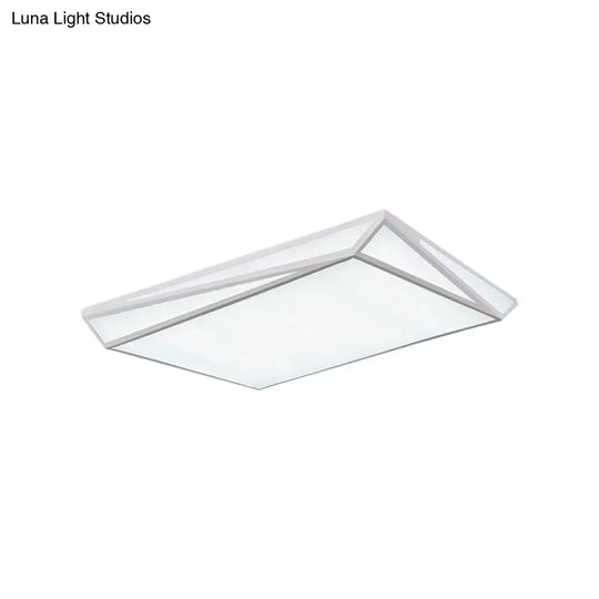 Modern Style Led Ceiling Fixture - White Rectangle Mount Light For Office & Restaurant Use