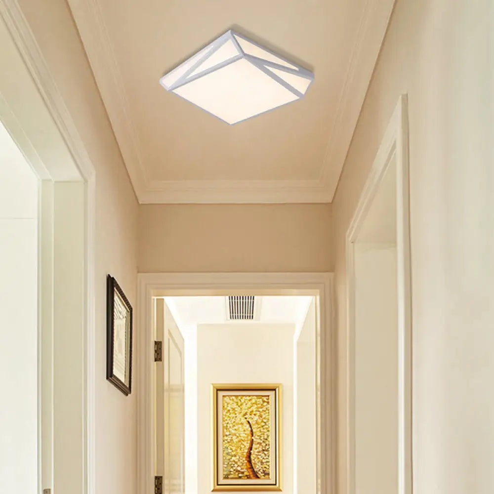 Modern Style Led Ceiling Fixture - White Rectangle Mount Light For Office & Restaurant Use / 18’