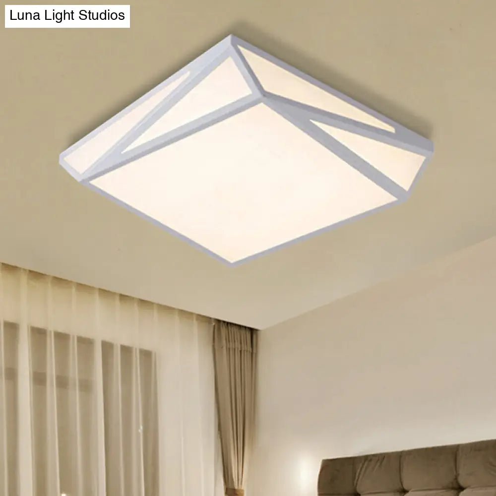 Modern Style Led Ceiling Fixture - White Rectangle Mount Light For Office & Restaurant Use