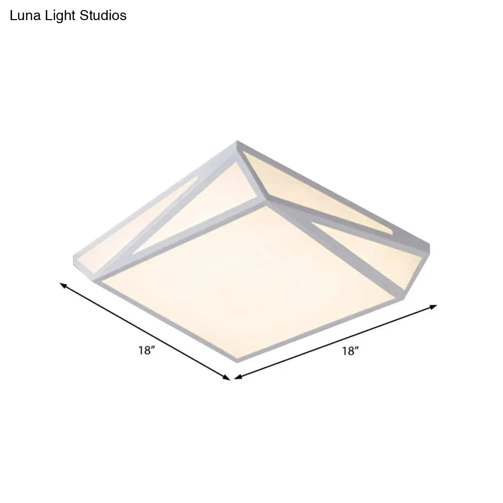 Modern Style Led Ceiling Fixture - White Rectangle Mount Light For Office & Restaurant Use