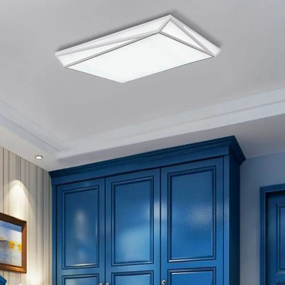 Modern Style Led Ceiling Fixture - White Rectangle Mount Light For Office & Restaurant Use / 36.5’