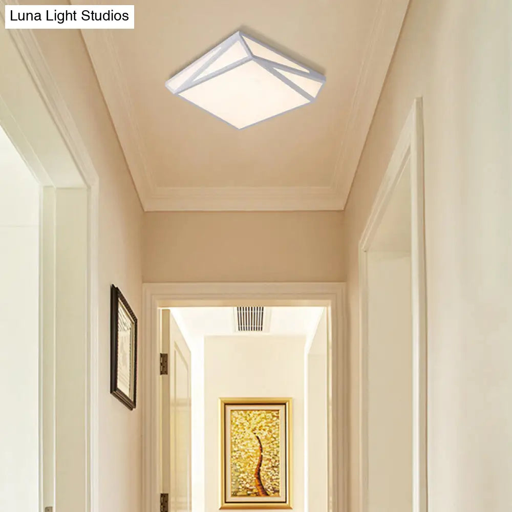 Modern Style Led Ceiling Fixture - White Rectangle Mount Light For Office & Restaurant Use / 18 Warm