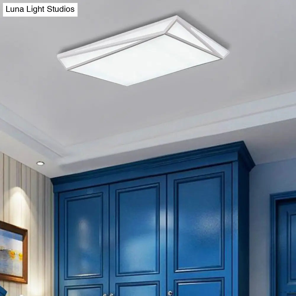 Modern Style Led Ceiling Fixture - White Rectangle Mount Light For Office & Restaurant Use / 36.5