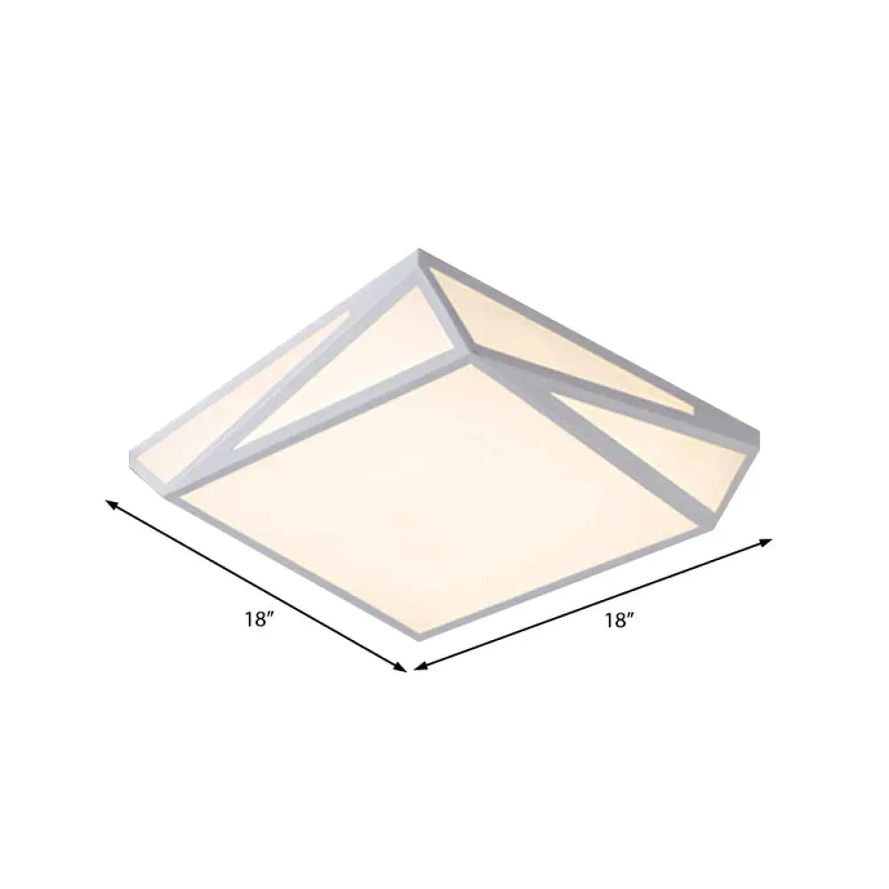 Modern Style LED Ceiling Fixture - White Rectangle Ceiling Mount Light ...