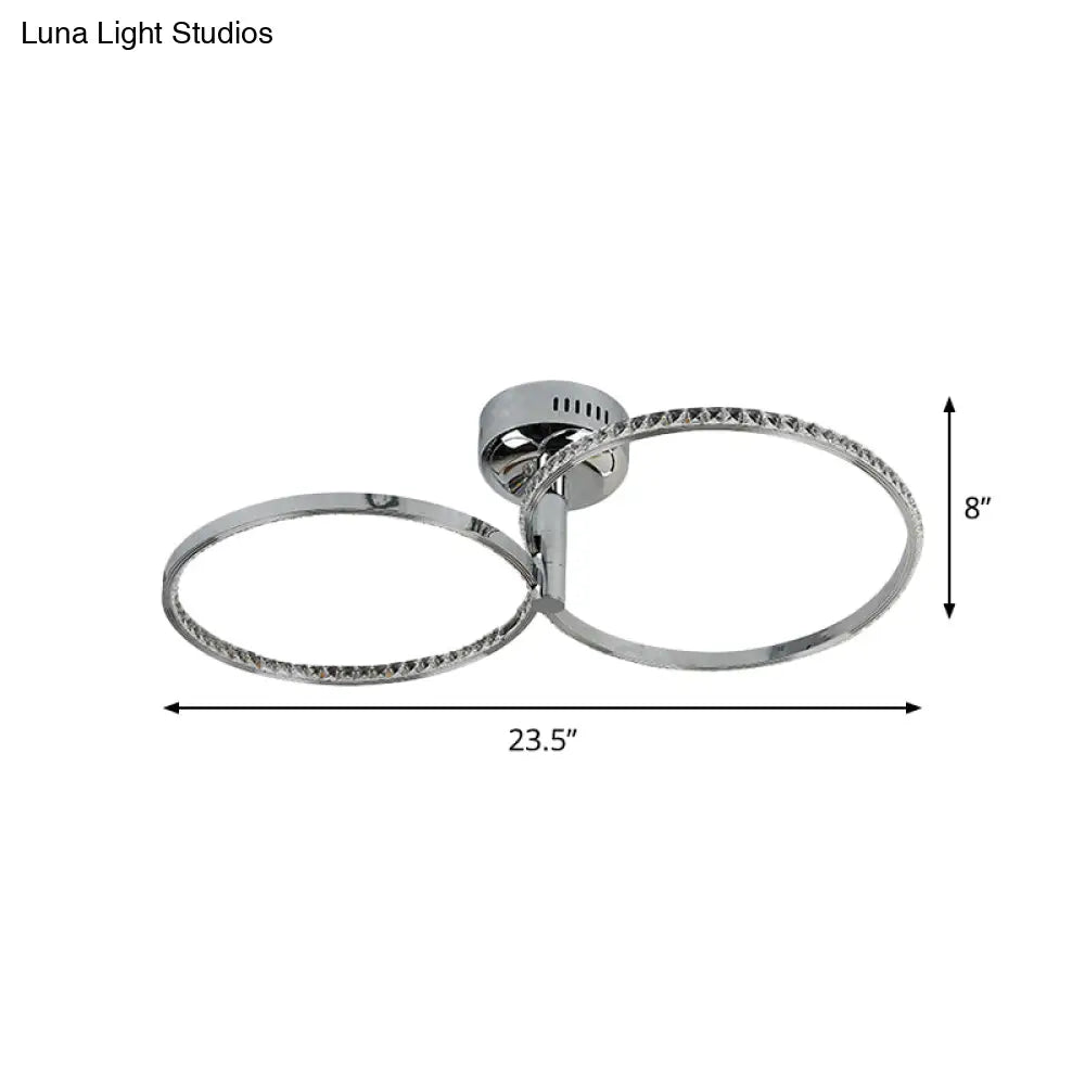 Modern Style Led Ceiling Mount With Metallic Hoop Design Stainless-Steel Finish Warm Light