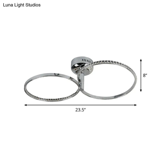 Modern Style Led Ceiling Mount With Metallic Hoop Design Stainless-Steel Finish Warm Light