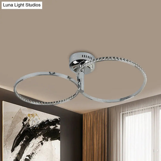 Modern Style Led Ceiling Mount With Metallic Hoop Design Stainless-Steel Finish Warm Light