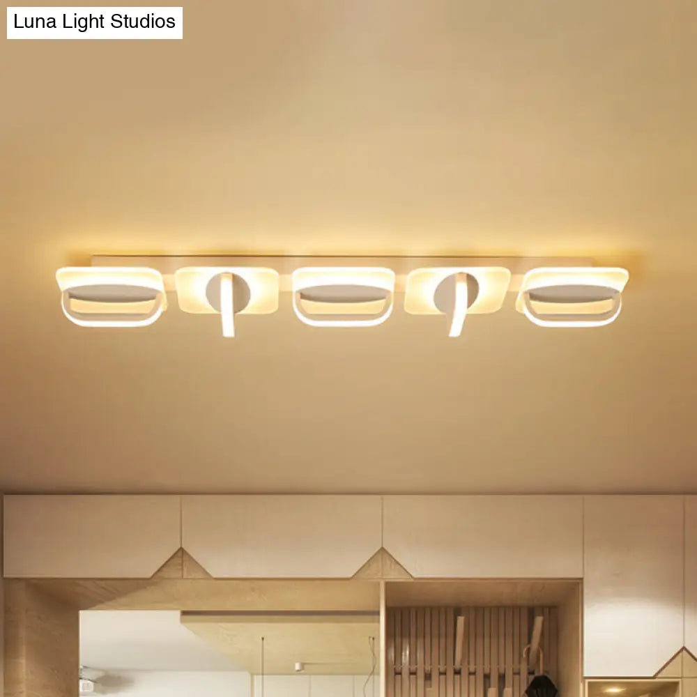 Modern Style Led Linear Ceiling Light Flushmount Design In Warm/White 31.5/39 W - White Acrylic / 39