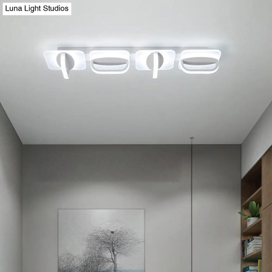 Modern Style Led Linear Ceiling Light Flushmount Design In Warm/White 31.5/39 W - White Acrylic /