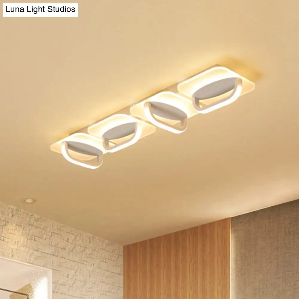 Modern Style Led Linear Ceiling Light Flushmount Design In Warm/White 31.5’/39’ W - White Acrylic