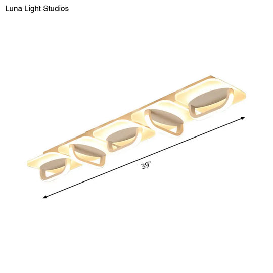 Modern Style Led Linear Ceiling Light Flushmount Design In Warm/White 31.5/39 W - White Acrylic