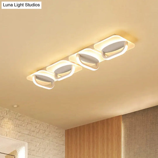 Modern Style Led Linear Ceiling Light Flushmount Design In Warm/White 31.5/39 W - White Acrylic