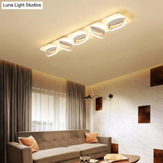 Modern Style Led Linear Ceiling Light Flushmount Design In Warm/White 31.5/39 W - White Acrylic