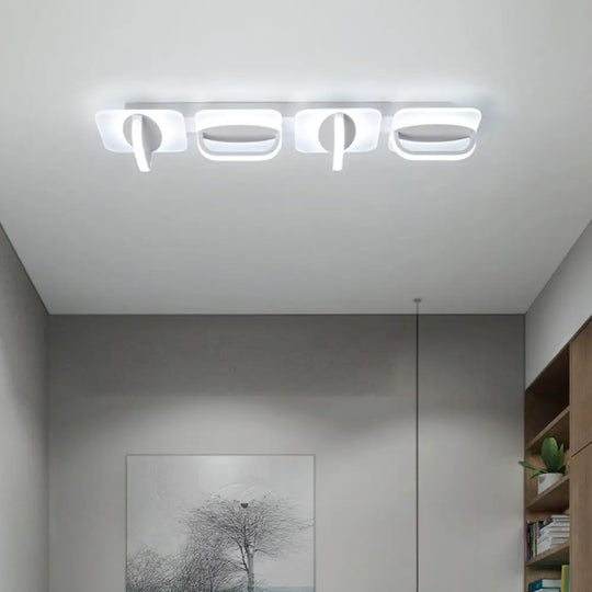 Modern Style Led Linear Ceiling Light Flushmount Design In Warm/White 31.5’/39’ W - White