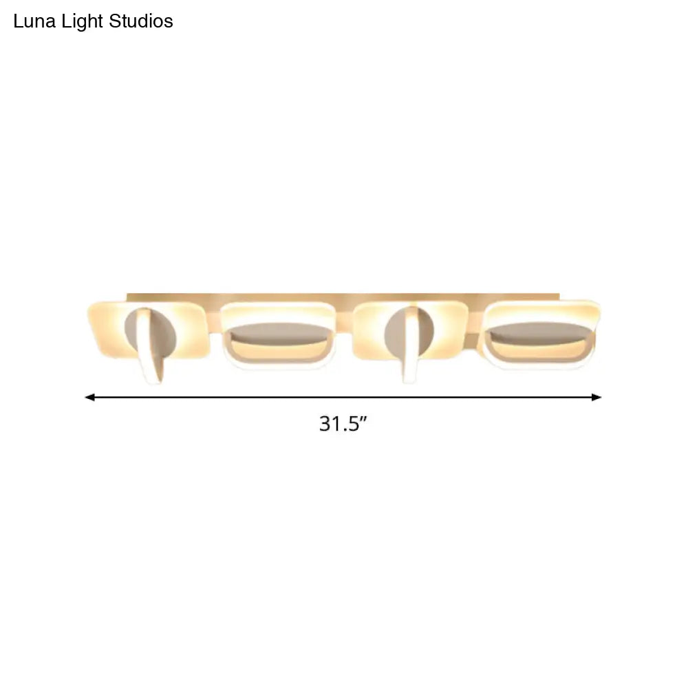 Modern Style Led Linear Ceiling Light Flushmount Design In Warm/White 31.5’/39’ W - White Acrylic