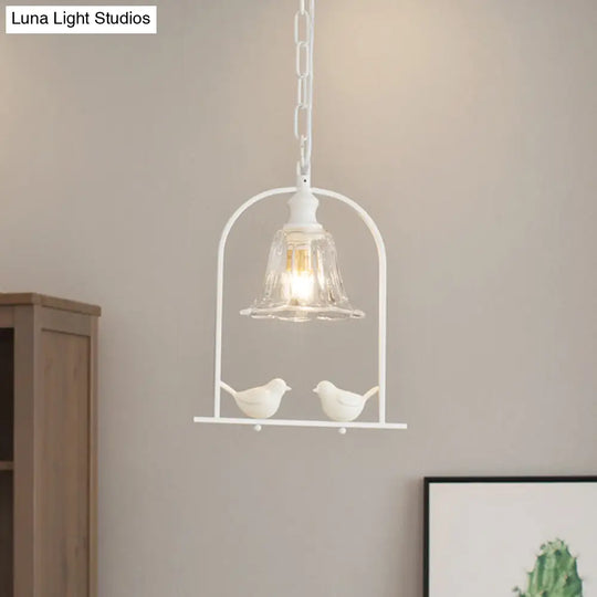 Modern Style Mini Pendant Light With Adjustable Ceiling Fixture And Bird Decoration - White