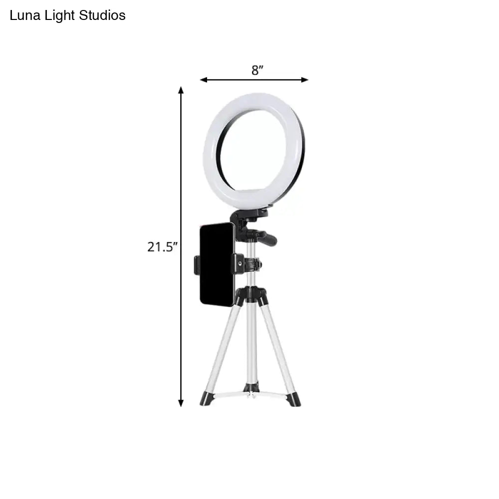 Modern Style Usb Led Fill Flash Light With Tripod Design - Circle Metallic Vanity Lighting (Black)