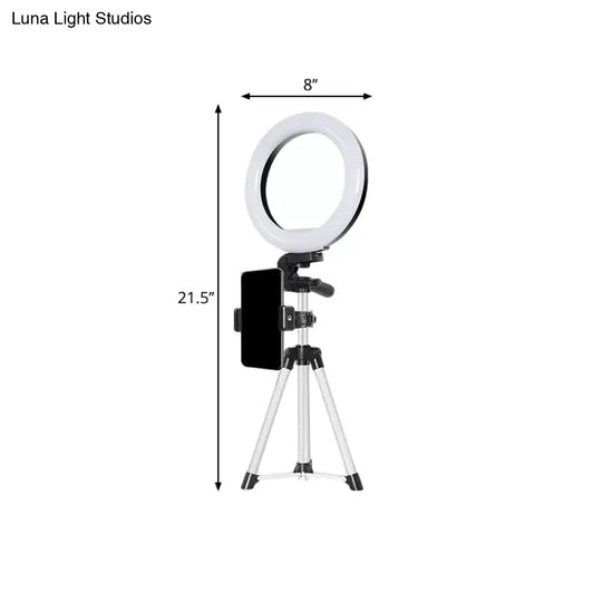 Modern Style Usb Led Fill Flash Light With Tripod Design - Circle Metallic Vanity Lighting (Black)