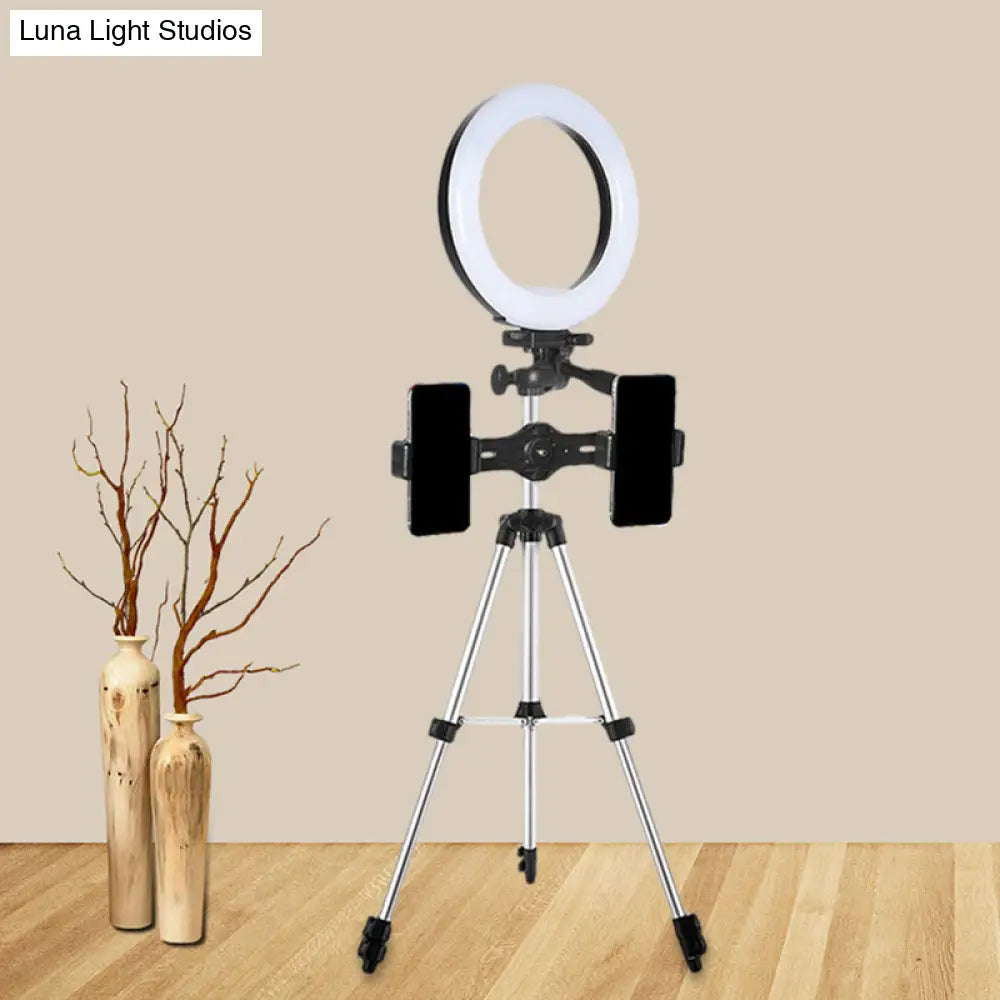 Modern Style Usb Led Fill Flash Light With Tripod Design - Circle Metallic Vanity Lighting (Black)