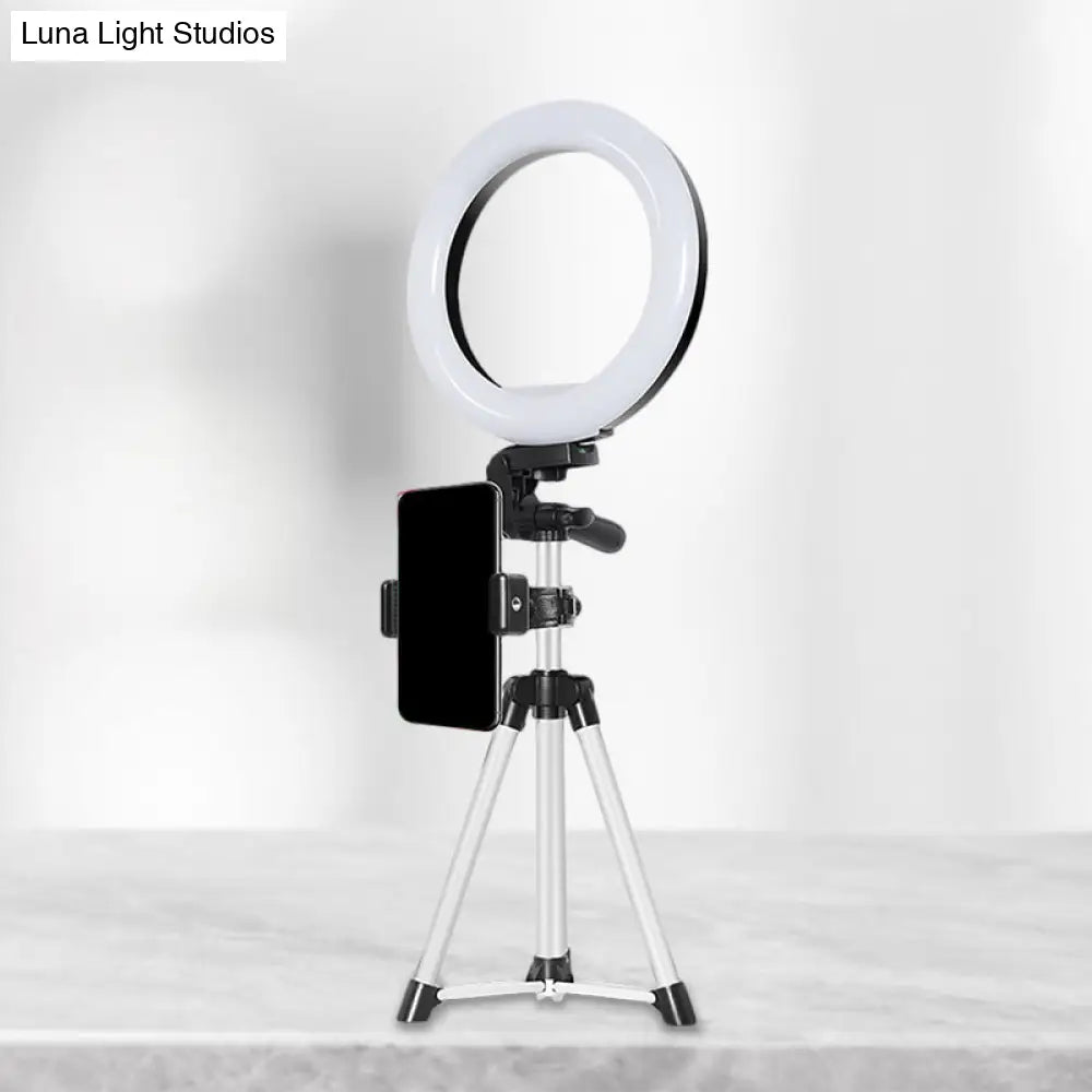 Modern Style Usb Led Fill Flash Light With Tripod Design - Circle Metallic Vanity Lighting (Black)