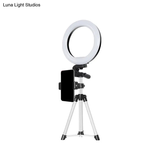 Modern Style Usb Led Fill Flash Light With Tripod Design - Circle Metallic Vanity Lighting (Black)