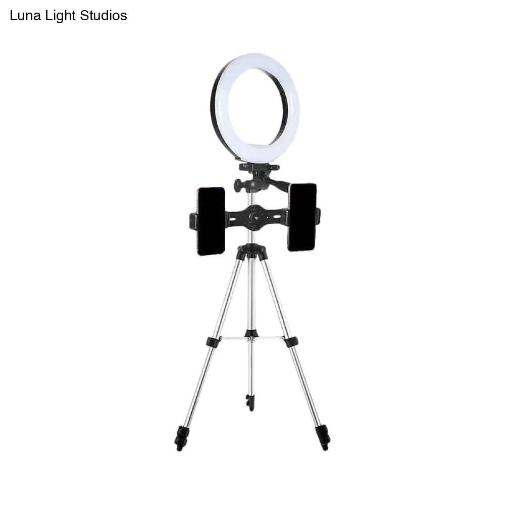 Modern Style Usb Led Fill Flash Light With Tripod Design - Circle Metallic Vanity Lighting (Black)