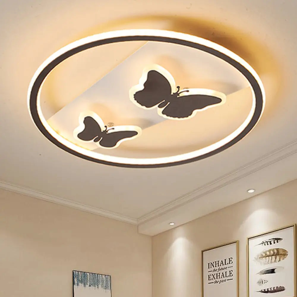 Modern Stylish Black Led Ceiling Light With Double-Butterfly Design - Perfect For Bedroom / 18.5’