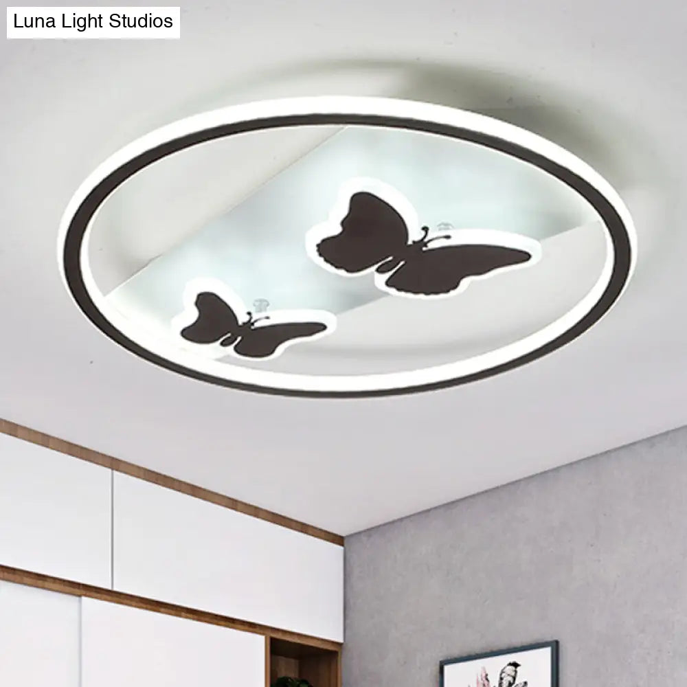 Modern Stylish Black Led Ceiling Light With Double-Butterfly Design - Perfect For Bedroom / 18.5