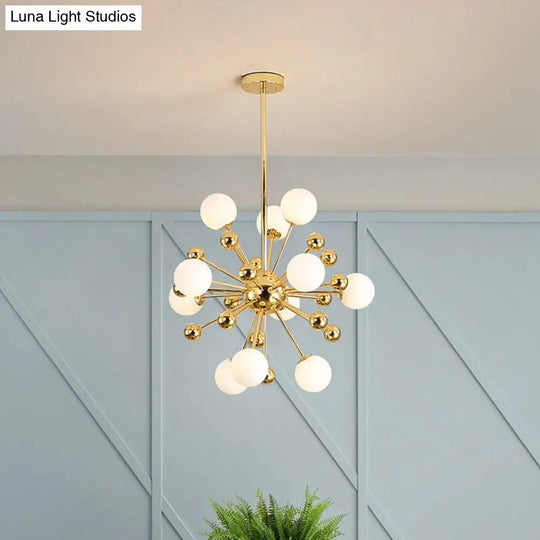 Stylish Burst Ball Chandelier With Frosted Glass - 11/12/18 Lights Gold Finish For Living Room