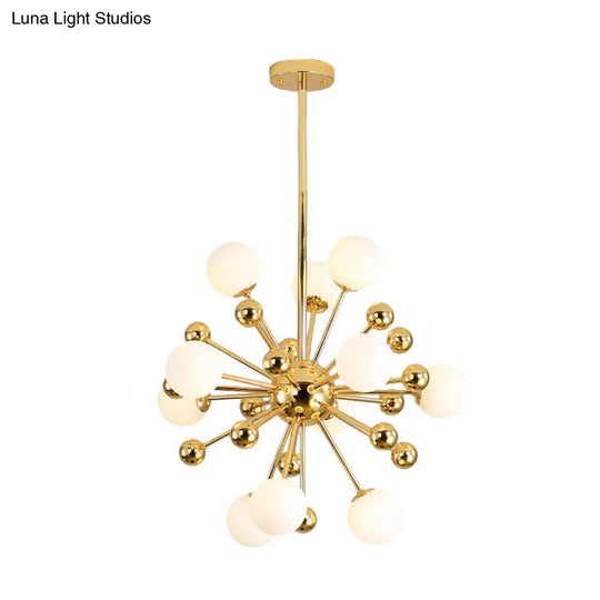 Stylish Burst Ball Chandelier With Frosted Glass - 11/12/18 Lights Gold Finish For Living Room