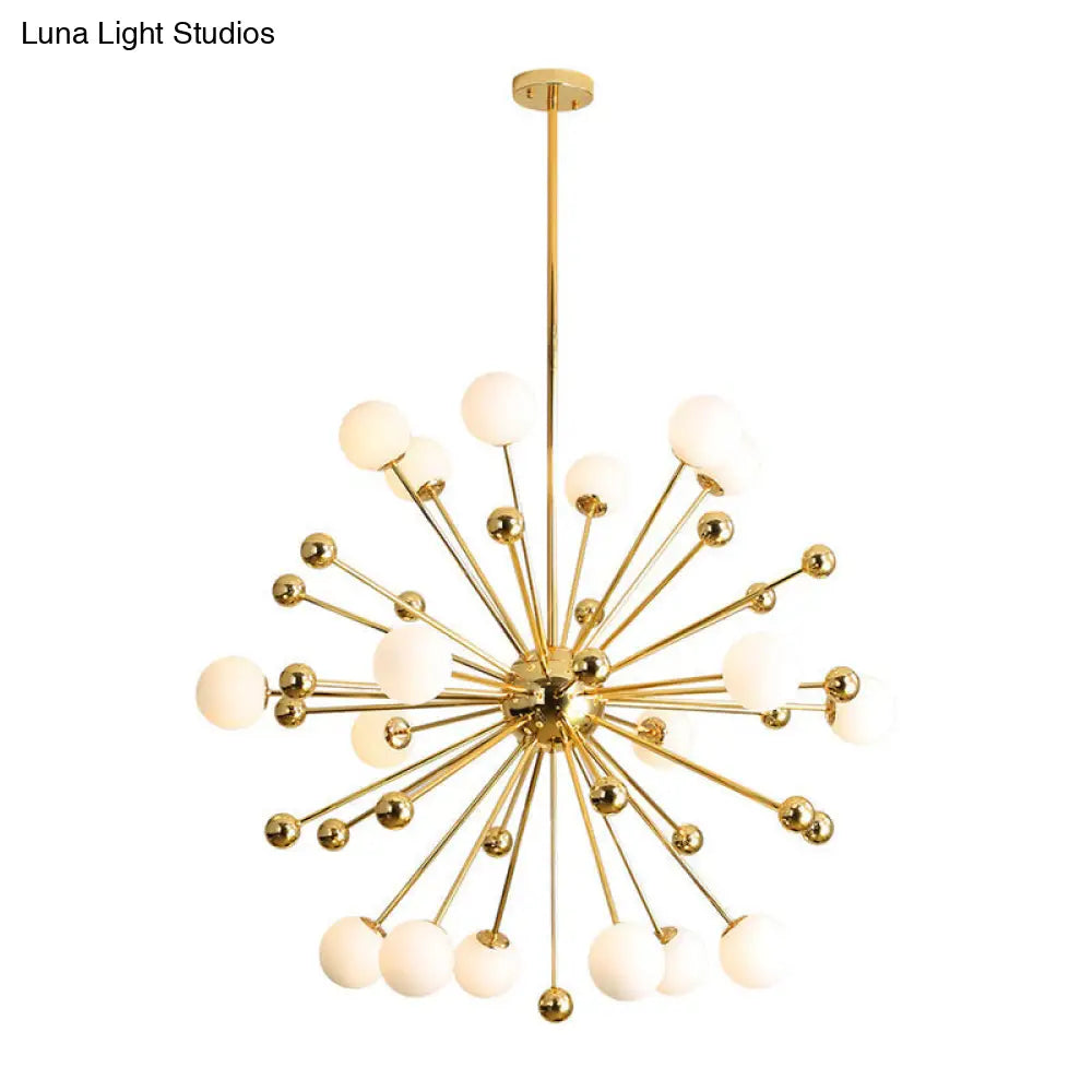 Stylish Burst Ball Chandelier With Frosted Glass - 11/12/18 Lights Gold Finish For Living Room