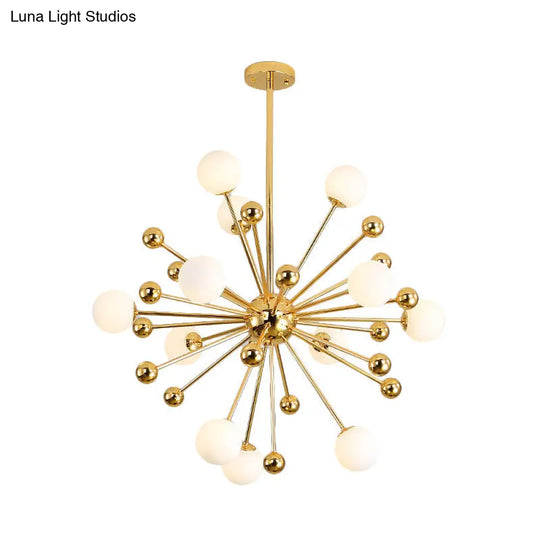 Stylish Burst Ball Chandelier With Frosted Glass - 11/12/18 Lights Gold Finish For Living Room